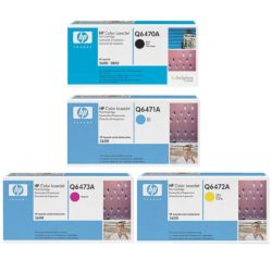 Q6470A / Q6471A / Q6473A / Q6472A Toner, Black, Cyan, Magenta, Yellow 4 Pack, Q6470A